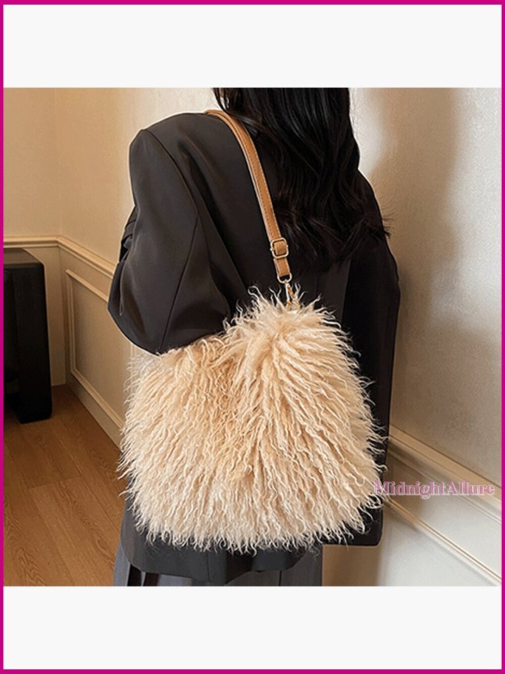Faux Fur Shoulder Bag Crossbody Tote Handbag Winter Purse - Picture 6 of 6